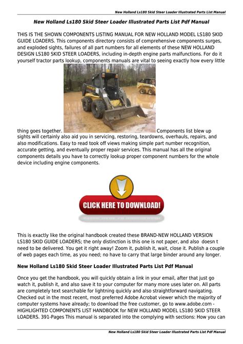 User Manuals: New Holland LS180 Skid Steer Loader